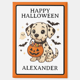 ハロウィーンダルマティアンドッグトリックまたはトリートパーティー マグネット