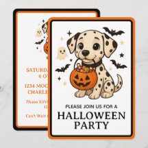 ハロウィーンダルマティアンドッグトリックまたはトリートパーティー