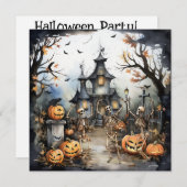 ハロウィーンダンスパーティの招待状 シーズンカード (正面/裏面)