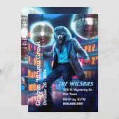 ハロウィーンダンスパーティーディスコウォルフマン招待状 招待状 (正面/裏面)