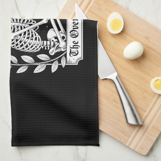 ハロウィーンダークゴシックのスケルトン過大思想家 キッチンタオル (四つ折り)