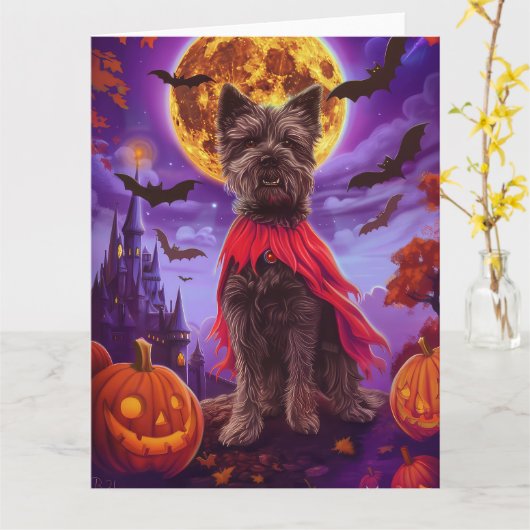 ハロウィーンチェサピークベイテリアヴァンパイアパンプキンス カード (黄色い花)