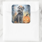 ハロウィーンチェサピーク湾テリアとカボチャ スクエアシール (バッグ)