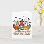 ハロウィーンチキンの骨格のシックまたは不気味治療 カード (黄色い花)