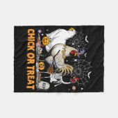 ハロウィーンチキンカボチャのシックまたは不気味治療 フリースブランケット (正面(横))