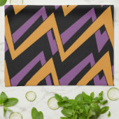 ハロウィーンチグザグオレンジパープル キッチンタオル (折り畳み)