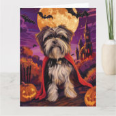 ハロウィーンチベットテリアヴァンパイアパンプキンズ怖 カード (正面)