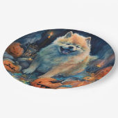 ハロウィーンチャウチャウカボチャ怖い ペーパープレート (アングル)