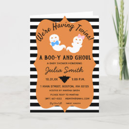 ハロウィーンツインジェンダー招待状ブーまたはグール サンキューカード