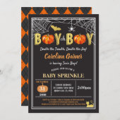 ハロウィーンツインズ男の赤ちゃんスプリンク金ゴールド 招待状 (正面/裏面)