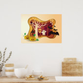 ハロウィーンツリーペーパーカット幽霊&スカル ポスター (キッチン)