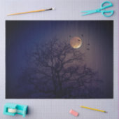 ハロウィーンツリームーンカラス背景の切り離し 薄葉紙 (クラフト)