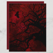 ハロウィーンツリーレッドスクラップブック紙 (正面/裏面)