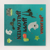 ハロウィーンティール(緑がかった色)とグリーン ジグソーパズル (横)