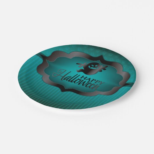 ハロウィーンティール（緑がかった色）幽霊 ペーパープレート (アングル)