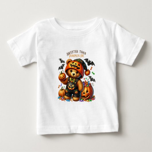 ハロウィーンテディベアウィザードホリデー ベビーTシャツ (正面)