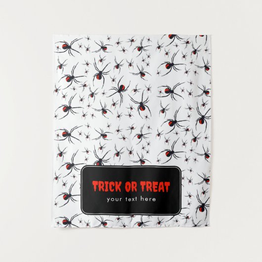 ハロウィーンテーブルのバナつるーをトリックまたは処理 タペストリー (正面)