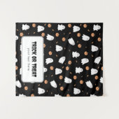 ハロウィーンテーブルのバナつるーをトリックまたは処理 タペストリー (正面(横))