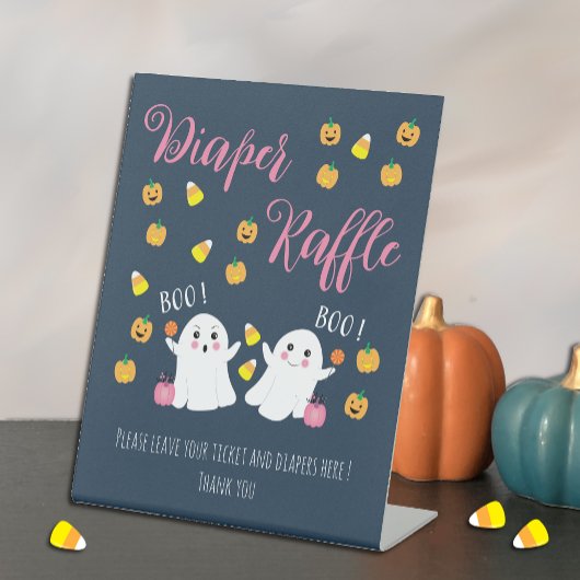 ハロウィーンテーマおむつラッフルダークブルーサイン 台座サイン