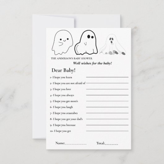 ハロウィーンテーマは赤ちゃんシャワーのゲームを願っている 招待状 (正面)