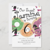 ハロウィーンテーマスプリンクルドナットキャンディ誕生日 招待状 (正面)