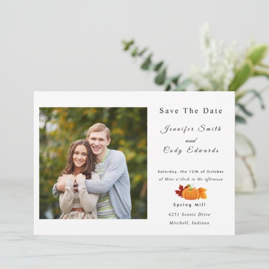 ハロウィーンテーマフォトウェディング日付を保存 招待状 (スタンド正面)