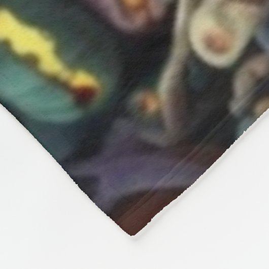 ハロウィーンテーマ不気味おもしろいアート フリースブランケット (角)