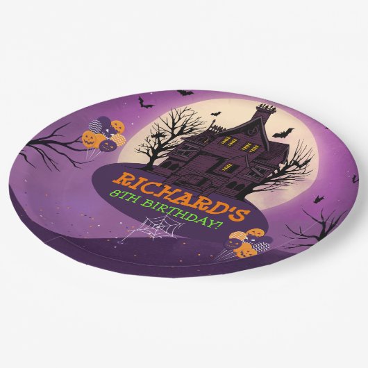 ハロウィーンテーマ子供の誕生日パーティー ペーパープレート (アングル)