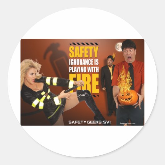 ハロウィーンテーマ安全おもしろいギーク警告ズ ラウンドシール (正面)
