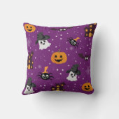 ハロウィーンテーマ紫のシームレスパターン クッション (裏面)