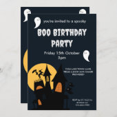 ハロウィーンテーマ誕生日パーティー招待カード 招待状 (正面/裏面)