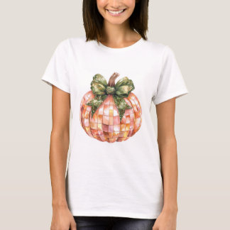 ハロウィーンディスコボールパンプキンプリント Tシャツ