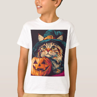 ハロウィーンデイウィッチキャットカボチャハロウィンギフト Tシャツ