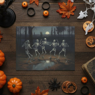 ハロウィーンデコページ踊りスケルトン ポストカード