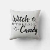 ハロウィーンデコールギフト「魔女は私のキャンディを持っている方が良い」 クッション (裏面)