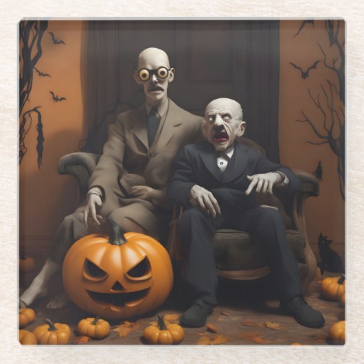 ハロウィーンデコールデザイン ガラスコースター (正面)