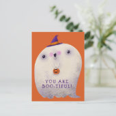 ハロウィーンデコールトリックまたはトリートカワイイ不気味幽霊 ポストカード (スタンド正面)