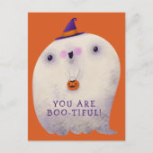 ハロウィーンデコールトリックまたはトリートカワイイ不気味幽霊 ポストカード (正面)