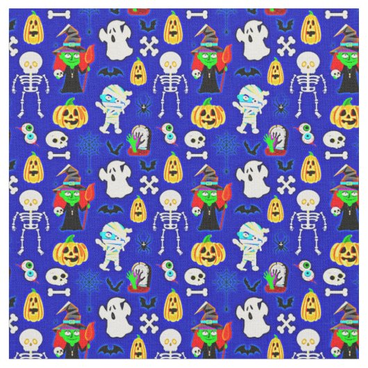 ハロウィーンデザインアイコンの青 ファブリック (クローズアップ)