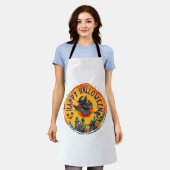 ハロウィーンデザインハッピーハローウィンウィッチ エプロン (着用した状態)