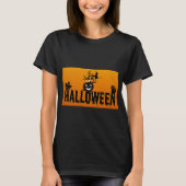 ハロウィーンデザイン女子衣服Tシャツ(黒) Tシャツ (正面)