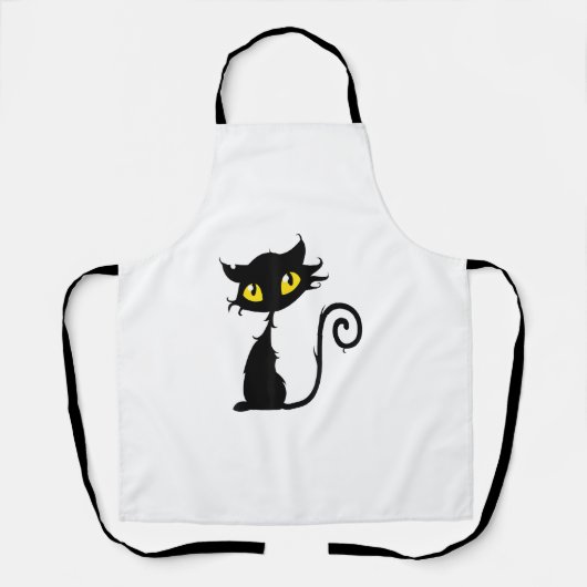 ハロウィーンデザイン黒猫&イエローアイズ エプロン (正面)