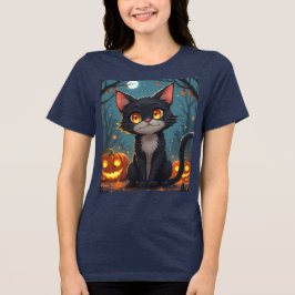 ハロウィーンデビルキャット不気味:いたずら好き&Tシャツ トライブレンドTシャツ