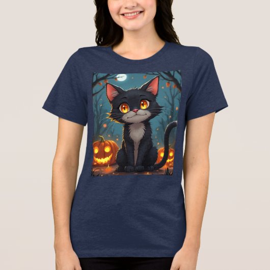 ハロウィーンデビルキャット不気味:いたずら好き&Tシャツ トライブレンドTシャツ (正面)