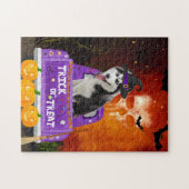 ハロウィーントラックのシベリアのハスキー犬 ジグソーパズル (横)