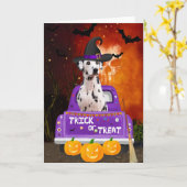 ハロウィーントラックのダルマチアン犬 カード (黄色い花)