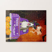 ハロウィーントラックのブルテリア犬 ジグソーパズル (横)