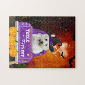 ハロウィーントラックの西ハイランドホワイトテリアードッグ ジグソーパズル (横)