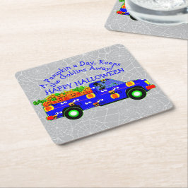 ハロウィーントラックカボチャ保ーデイ遠くにゴブリン スクエアペーパーコースター
