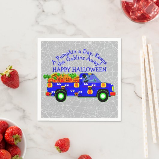 ハロウィーントラックカボチャ保ーデイ遠くにゴブリン スタンダードカクテルナプキン (インサイチュ)